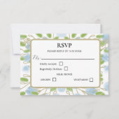 モダン芸術的水結婚色 出欠カード (正面)