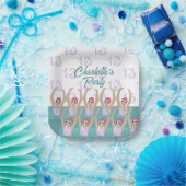 モダン芸術的泳ぐ人ガールバースデーパーティー ペーパープレート (パーティー)