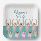 モダン芸術的泳ぐ人水泳誕生日パーティー ペーパープレート (正面)