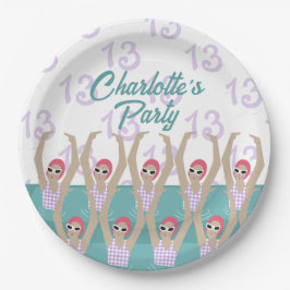 モダン芸術的泳ぐ人13th誕生日パーティー ペーパープレート
