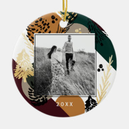 モダン芸術的 |暖ミニマルかい松の円錐写真 セラミックオーナメント