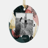 モダン芸術的 | 緑のミニマル松の円錐写真 セラミックオーナメント (右)