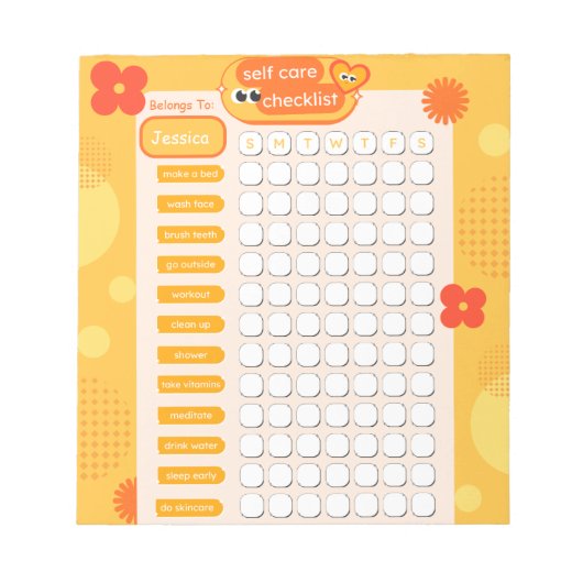 モダン若いオレンジの自己チェッ気にクリスト ノートパッド (正面)