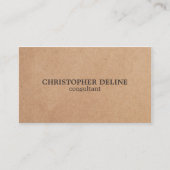 モダン茶エレガント白プリントクラフト紙 名刺 (正面)