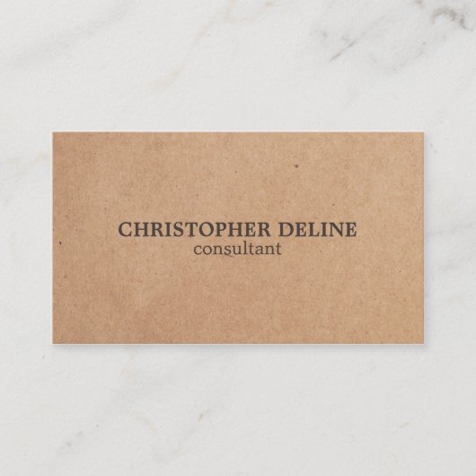 モダン茶エレガント白プリントクラフト紙 名刺 (正面)