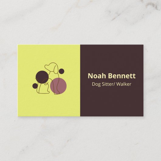 モダン茶淡い色の黄ペット座 名刺 (正面)