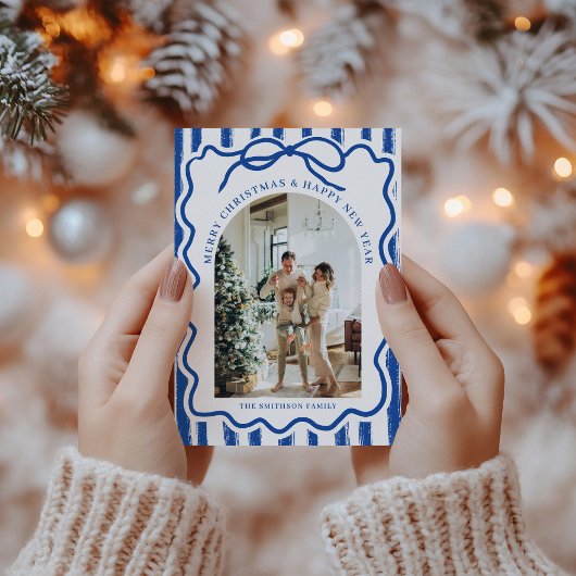 モダン落書き弓アーチ写真クリスマス シーズンカード