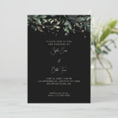 モダン葉つる植物ブラック結婚ズ 招待状 (スタンド正面)
