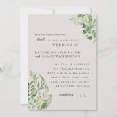 モダン葉クリーム花嫁の親結婚ズ 招待状 (正面)