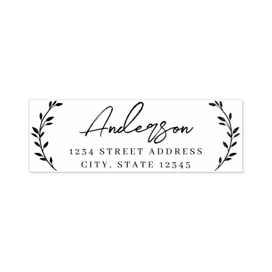 モダン葉ファミリ名差出人住所 セルフインキングスタンプ (デザイン)