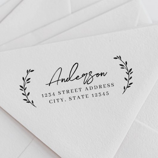 モダン葉ファミリ名差出人住所 セルフインキングスタンプ