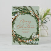 モダン葉ミニマルリーススクリプト 箔シーズンカード (立ち正面)