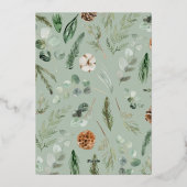 モダン葉ミニマルリーススクリプト 箔シーズンカード (裏面)