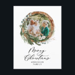 モダン葉ミニマルリース シーズンポストカード<br><div class="desc">葉モダンのリーススミニマルクリスムクリスマスの祝日クリスマスカード。手絵を描、松の木の枝、葉とラスミニマルトのラタンのリース与えは、このホリデーカード豪華なユーカリ。上品な緑、茶色、灰色。</div>