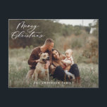 モダン葉ミニマルリース シーズンポストカード<br><div class="desc">スクリプモダントミニマル・メリー・クリスマス・ホリデー・クリスマスカード。</div>