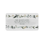 モダン葉ユーカリ灰色エレガント緑 ラベル (正面)