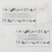 モダン葉ユーカリ灰色エレガント緑 名刺 (正面/裏面)