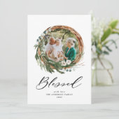 モダン葉リースのクリスマス賛美の脚本 シーズンカード (スタンド正面)