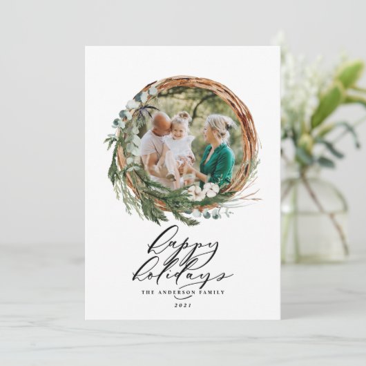 モダン葉リースエレガントシック シーズンカード (スタンド正面)