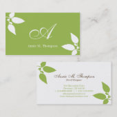 モダン葉名刺-緑/白 名刺 (正面/裏面)