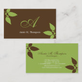 モダン葉名刺- Cocoa/Green 名刺 (正面/裏面)