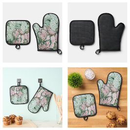モダン葉型 鍋つかみ&鍋敷きセット