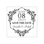 モダン葉日付の保結婚存 ラバースタンプ (インプリント)