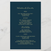 モダン葉深いブルーの結婚ウェルカム日程 (裏面)