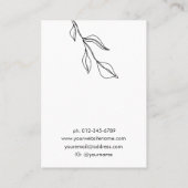 モダン葉白黒ジュエリーイヤリングディスプレイ 名刺 (裏面)