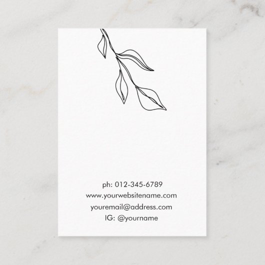 モダン葉白黒ジュエリーイヤリングディスプレイ 名刺 (裏面)