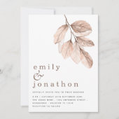 モダン葉結婚エレガント赤面 招待状 (正面)