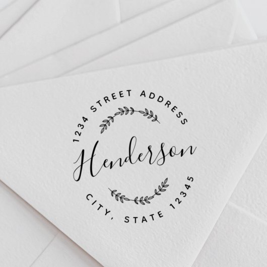 モダン葉結婚丸差出人住所 セルフインキングスタンプ