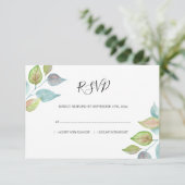 モダン葉葉の水カラフル色結婚の 出欠カード (スタンド正面)