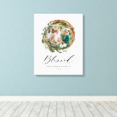 モダン葉賛美リーススタイリッシュスクリプト キャンバスプリント (インサイチュ (ウッドフロア))