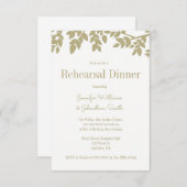 モダン葉金ゴールドのディナーのリハーサル招待状 招待状 (正面/裏面)