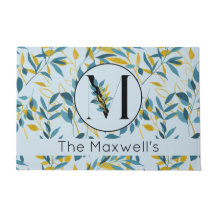 モダン葉Navy Blue金ゴールド「Letter M」