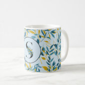 モダン葉Navy Blue金ゴールド「Letter S」 コーヒーマグカップ (正面右)