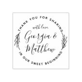モダン葉Script Names Round's 結婚 Thank You ラバースタンプ (インプリント)