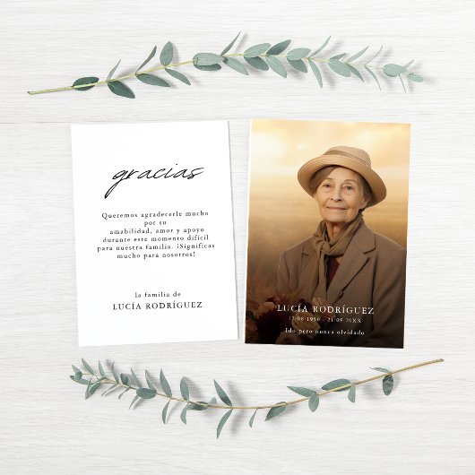 モダン葬儀スペインの記念写真 サンキューカード