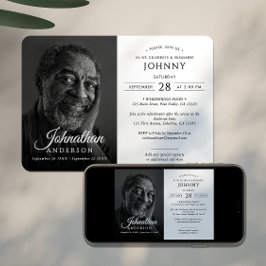 モダン葬儀記念お祝い生涯写真 招待状