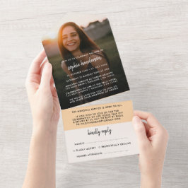 モダン葬 |お祝いの写真RSVP Al オールインワン招待状