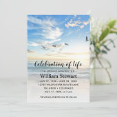 モダン葬 |お祝い・オブ・ライフビーチ・サンセット 招待状 (スタンド正面)