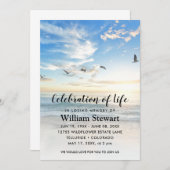 モダン葬 |お祝い・オブ・ライフビーチ・サンセット 招待状 (正面/裏面)