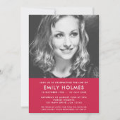 モダン葬 |生命のピンクお祝い 招待状 (正面)