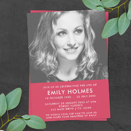 モダン葬 |生命のピンクお祝い 招待状