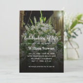 モダン葬 |白い花のお祝い 招待状 (スタンド正面)