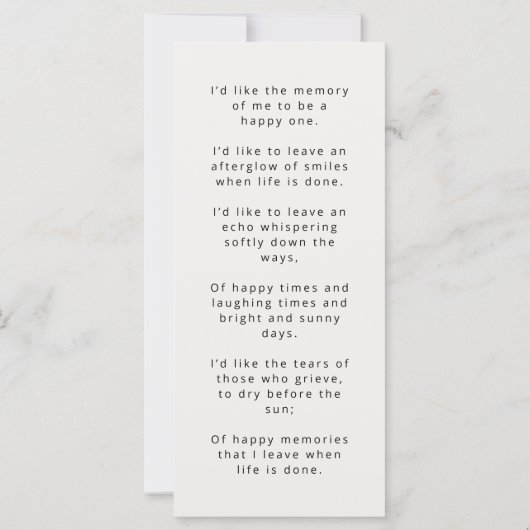 モダン葬 |記念写真詩のオフィシャルカード (裏面)