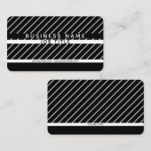 モダン薄ストライプの黒ミニマルと白 名刺 (正面/裏面)