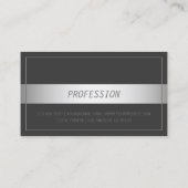 モダン薄枠フェイク銀帯 |濃い灰色 名刺 (裏面)