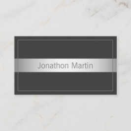 モダン薄枠フェイク銀帯 |濃い灰色 名刺